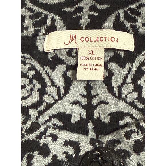 JM Collection Gray Damask 3/4 Sleeve Button Cardigan Sweater, Size XL - Picture 5 of 5